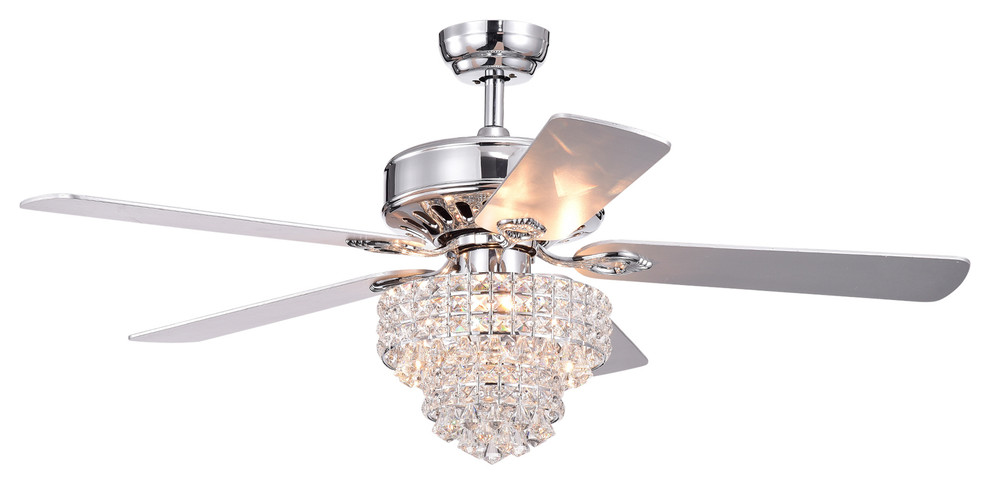 Bryanya 52" Ceiling Fans With Crystal Shade, Optional Remote