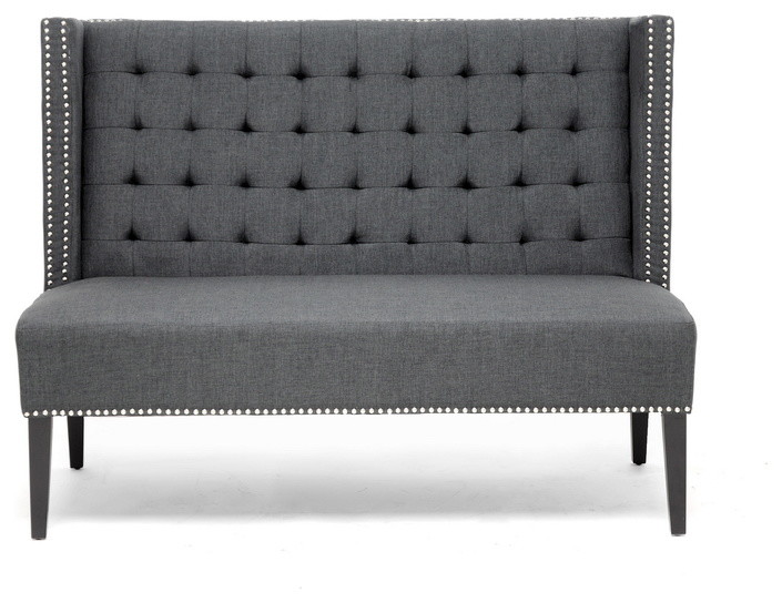 Owstynn Linen Modern Banquette Bench, Gray