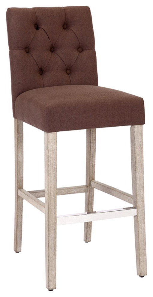 Jameson 29" Linen Fabric Tufted Upholstered Counter Stool/Antique Gray