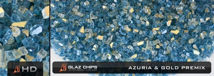 1/4 Inch Azuria and Gold Mix Fireglass (10lbs)