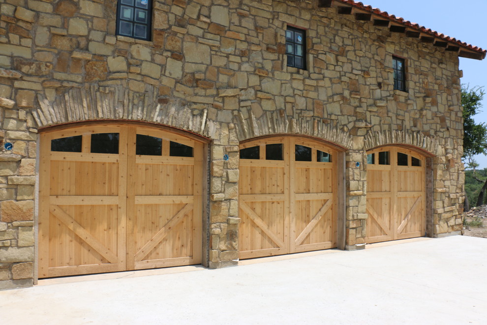 Verticallift realwood overhead garage doors Rustic Garage