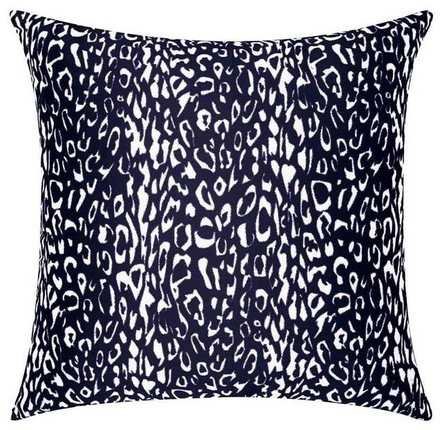 Mina Victory  Leopard Black Outdoor Throw Pillow
