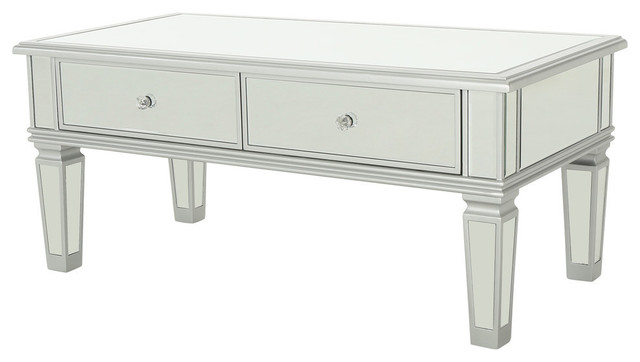 Gdf Studio Janet Modern Mirrored Tempered Glass Coffee Table With