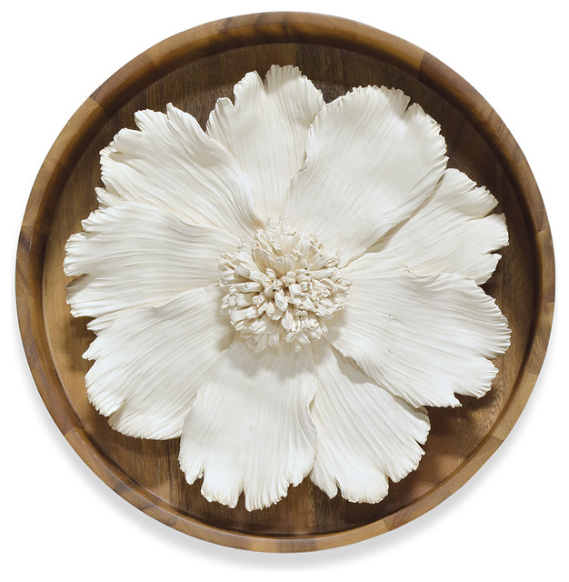 Ceramic Flower Wall Decor palecek ceramic flower on wood wall decor - transitional - wall Ceramic Flower Wall Decor palecek ceramic flower on wood wall decor - transitional - wall
