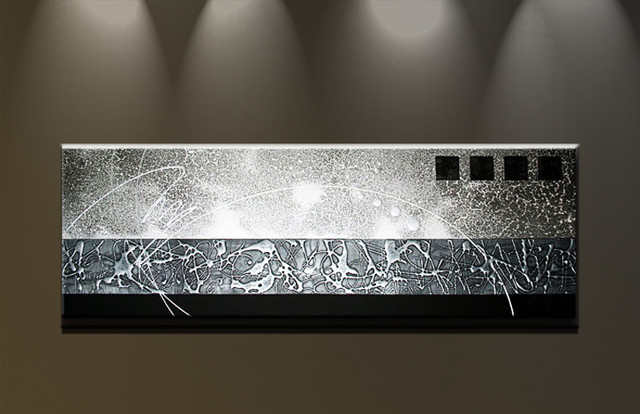 Bilder auf Leinwand Ölgemälde Abstrakte Kunst Handgemalt Moderne große  Silber - - Contemporary - Portland - by Matthew's Art Gallery | Houzz NZ