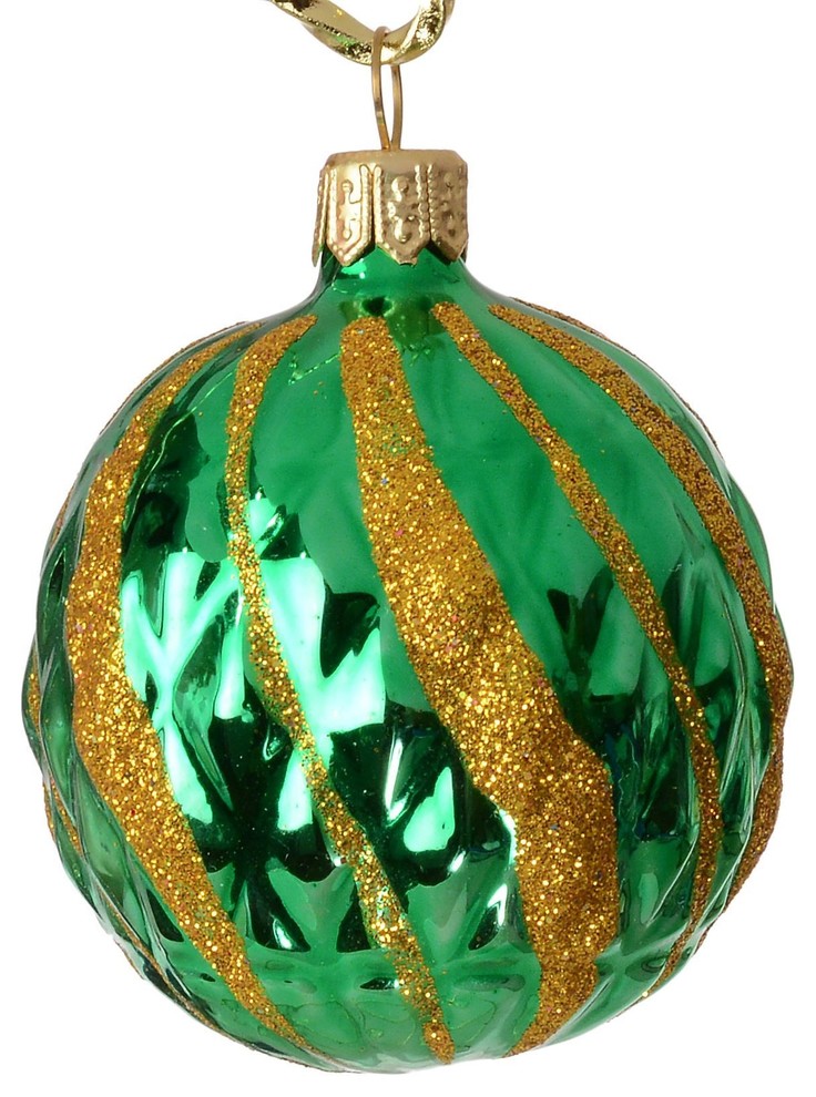 inchTwistinch Green Glass Christmas Ball Ornament (Green