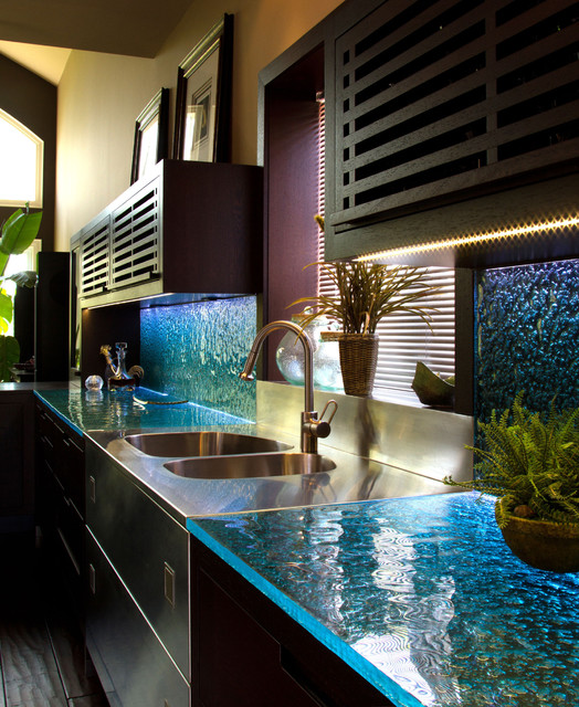 Kitchen glass countertop Contemporary Kitchen Countertops Toronto