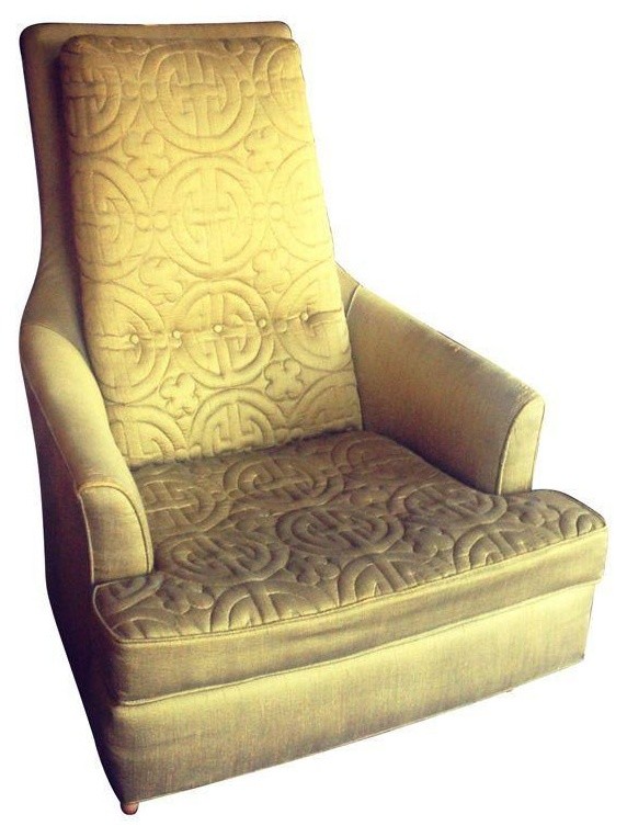 Used Mid-Century Lounge Chair Upholstered in Silk