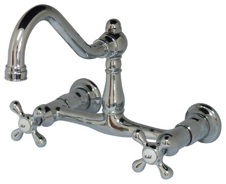 Kingston Brass 8" Center Wall Mount Bathroom Faucet, Polished Chrome