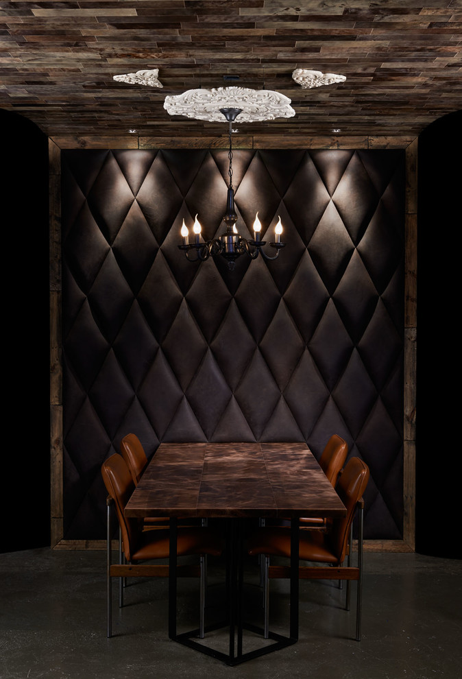 Мягкие настенные панели и стол в кожаной плитке Alphenberg