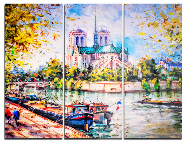 "Notre Dame Paris" Glossy Metal Wall Art, 3 Panels, 36"x28" - Contemporary - Metal Wall Art - by ...