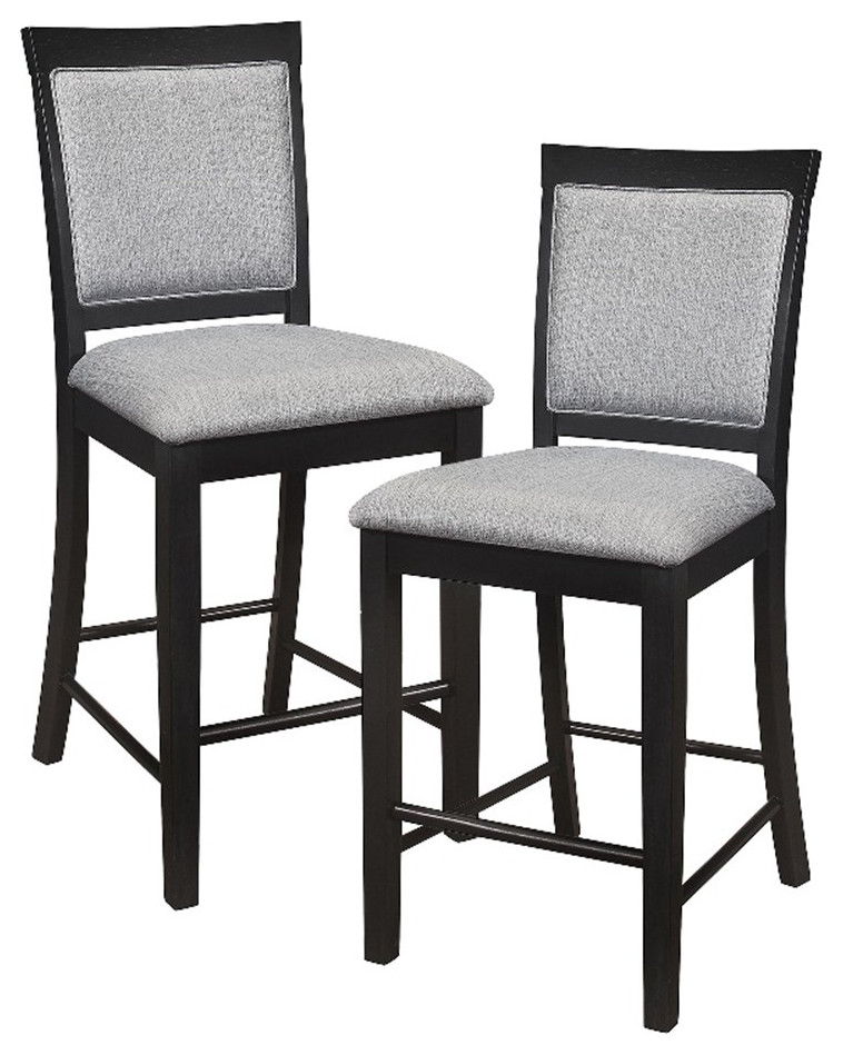 Lexicon Raven Counter Height Wood Chair in Charcoal Gray (Set of 2