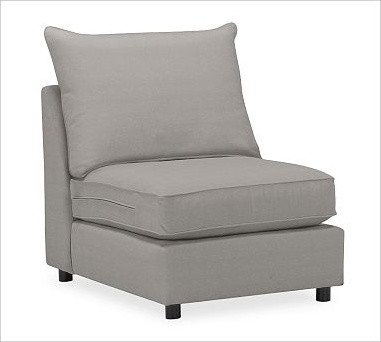 PB Comfort Roll Arm Upholstered Armless Chair, Knife-Edge, Down-Blend Wrap Cushi