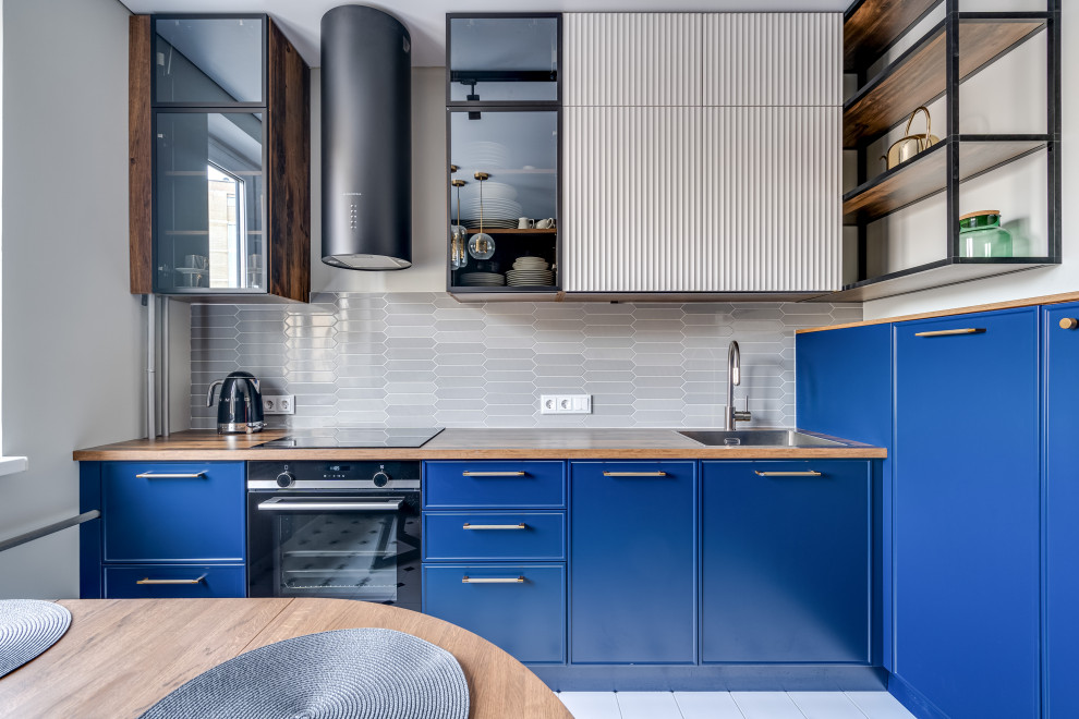 Современная синяя кухня