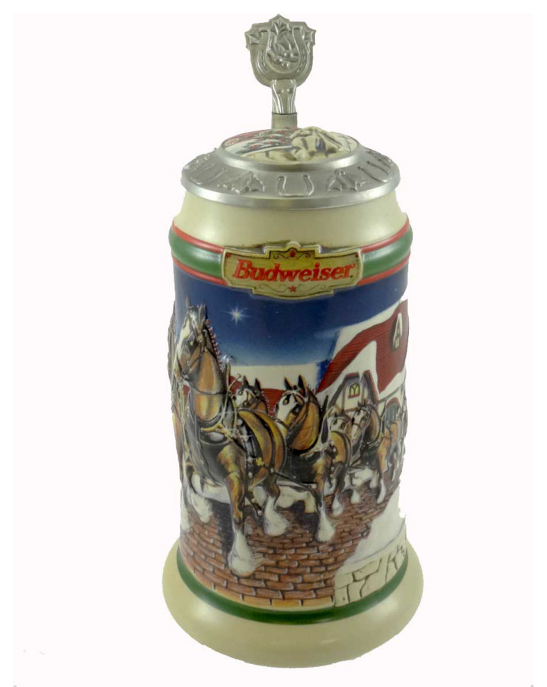 AnheuserBusch GRANT'S FARM HOLIDAY STEIN Ceramic Budweiser Clydesdale CS343SE Contemporary