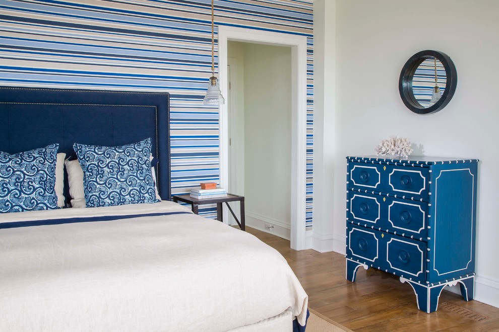Design ideas for a beach style bedroom in Baltimore.