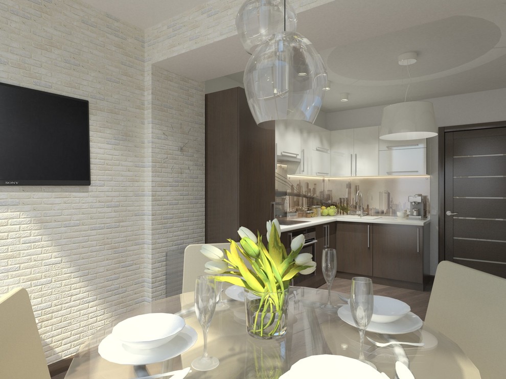 Интерьер кухни, объдиненой с лоджией в ЖК Яблони, г. Красноярск