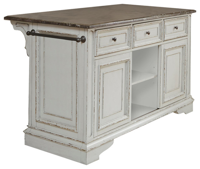 Liberty Magnolia Manor Kitchen Island With Granite, Antique White