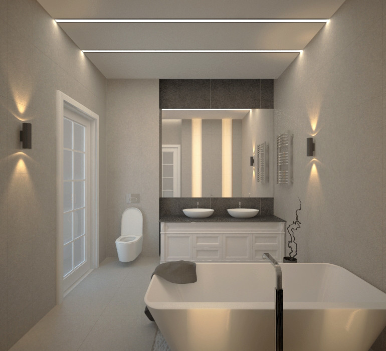 Современная классика - первый этаж коттеджа