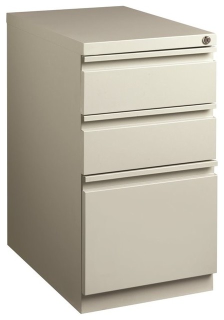 Hirsh 23 In Deep Mobile Pedestal 3 Drawer Box Box File Full Width Pull Putty Contemporary Filing Cabinets By Homesquare