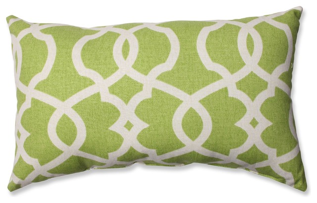 Lattice Damask Blue Rectangular Throw Pillow, Leaf