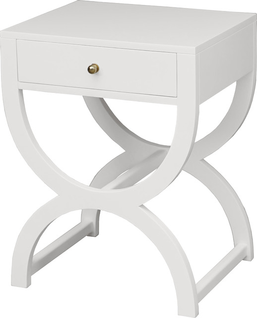 Alexis One Drawer Side Table White Lacquer