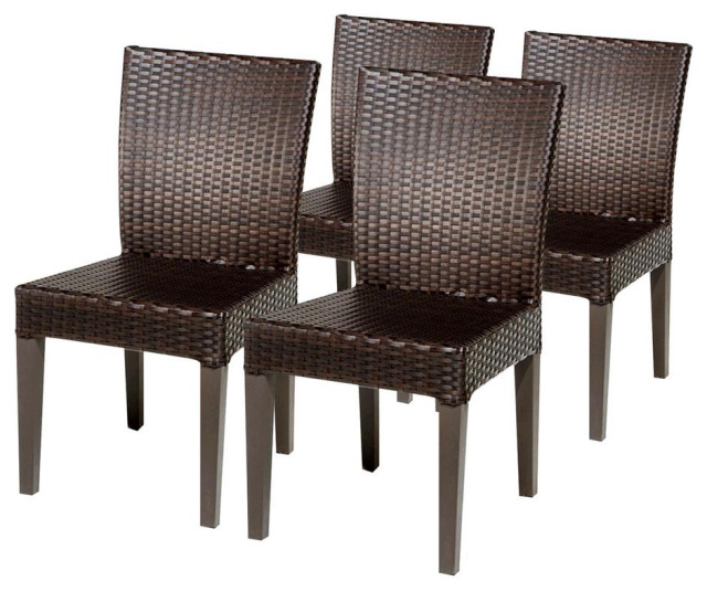 4 Napa Armless Dining Chairs, Espresso Tropical Dining Chairs by