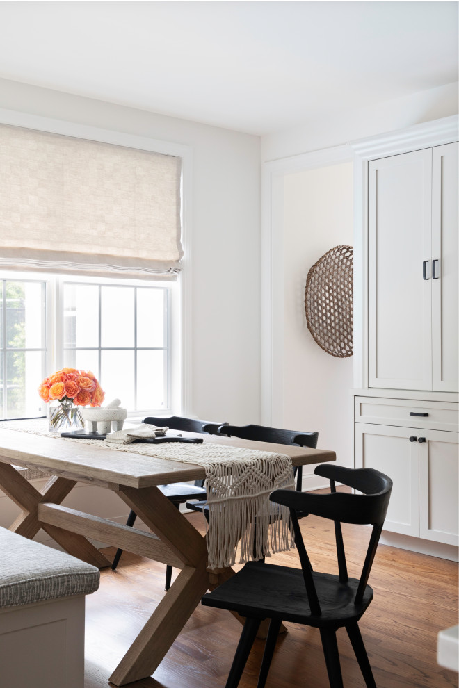 Large transitional galley medium tone wood floor and brown floor open concept kitchen photo in Orlando with a farmhouse sink, shaker cabinets and an island