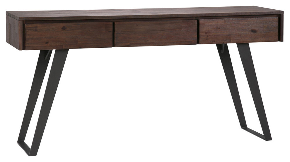 Lowry Console Sofa Table Industrial, Aspen Carved Console Table