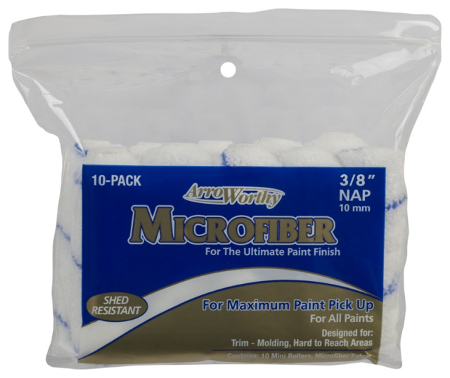 ArroWorthy 4-MFR3CK Microfiber Mini Roller Cover, 3/8" Nap x 4", 10-Pack