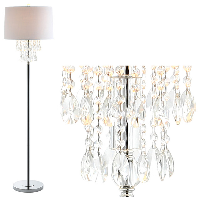 Abigail 61 Crystal Metal Floor Lamp Clear Chrome