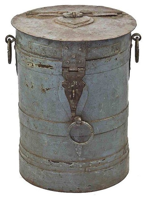 Antique Iron Barrel Side Table