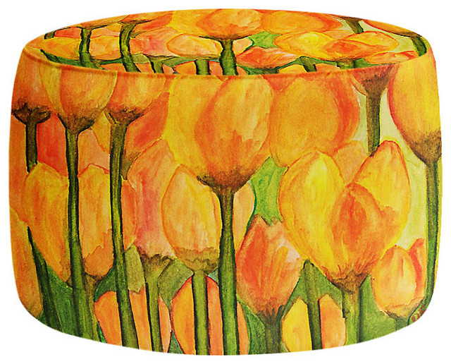 Tulips Pouf Chair Foot Stool, Round 20"x14"