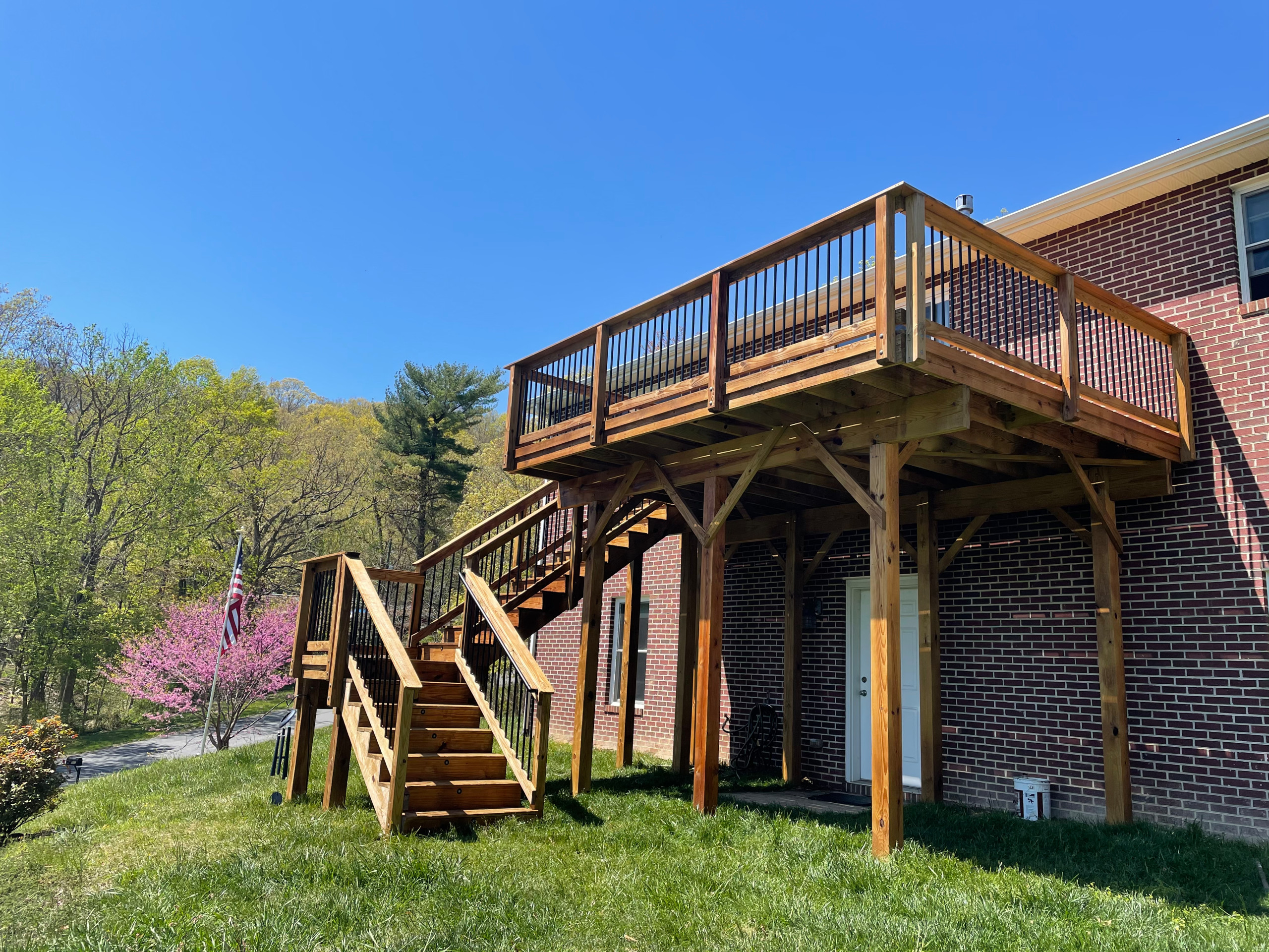 Deck stain and gutters powerwash