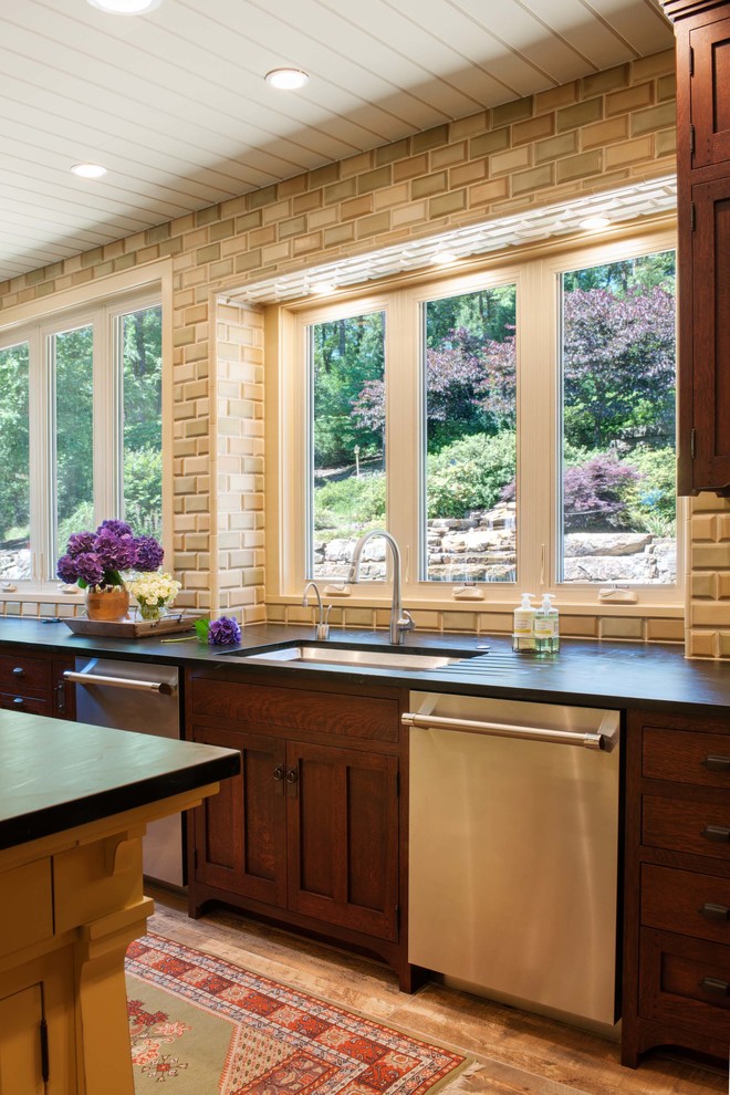 Arts & Crafts Kitchen with Craftsman Door Style - Craftsman ...