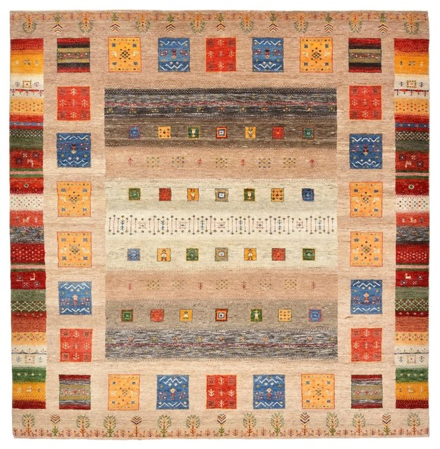 Gabbeh Loribaft Rug Oriental 6 8 X6 Square India Hand Gabbeh Loribaft Rug Oriental 6 8 X6 Square