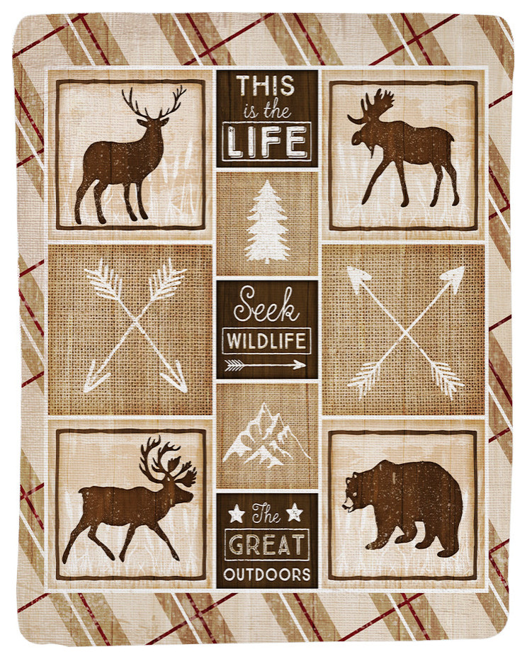Country Cabin Sherpa Throw Blanket