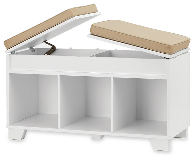 Real Simple Split-Top Bench Storage Unit, White