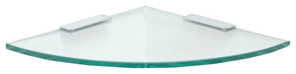12" Quarter Round Glass Shelf with (2) 4" Rectangluar Clamps