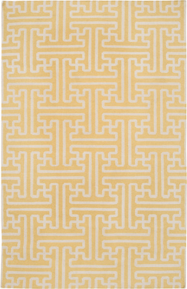 Yellow and Ivory Geometric Patterned Rug
