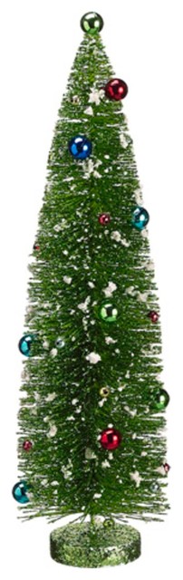 Contemporary Christmas Tree 18" pre-decorated flocked glitter bottle brush christmas tree Contemporary Christmas Tree 18" pre-decorated flocked glitter bottle brush christmas tree