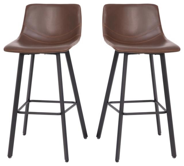 2Pack 30" Brown Leather Stools Modern Bar Stools And Counter