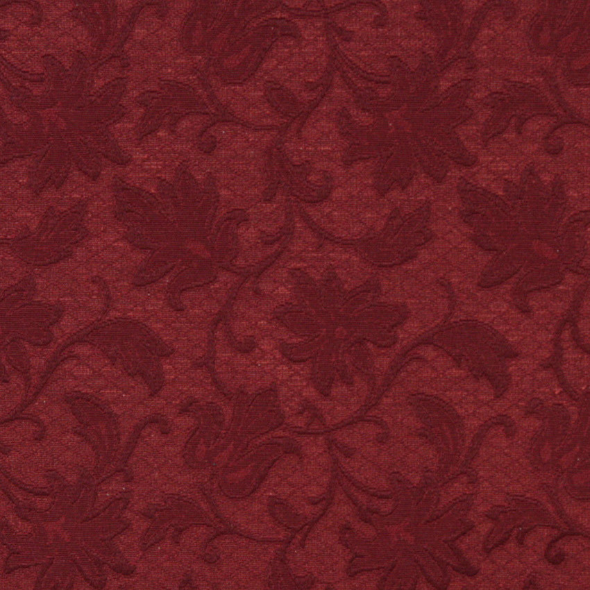 Burgundy Leaves And Branches Woven Matelasse Upholstery Grade Fabric By