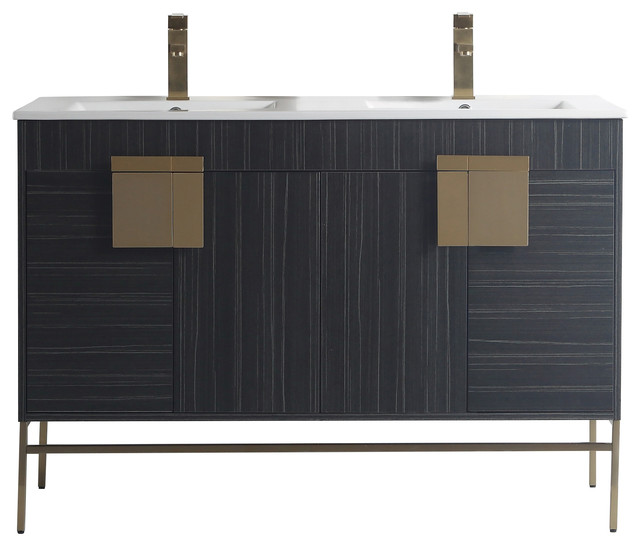 Kuro Double Sink Dawn Gray Bath Vanity, 47" - Contemporary - Bathroom Vanities And Sink Consoles - By Chans Furniture | Houzz