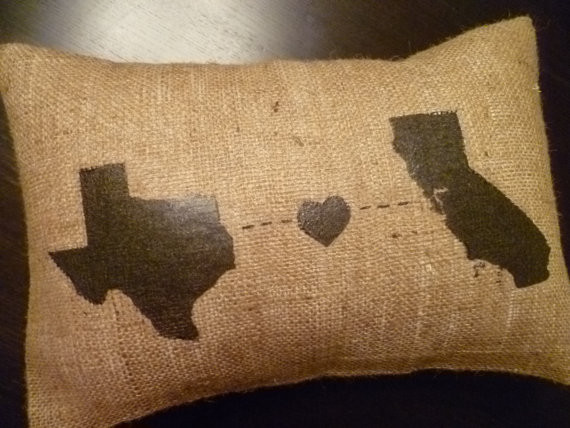 Personalized "States" Burlap Pillow Cover By Aislinn Creations