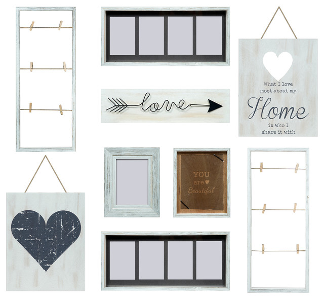 9 Piece Heart Decor White Collage Kit Picture Frame Farmhouse 9 Piece Heart Decor White Collage Kit Picture Frame Farmhouse Frames By Pinnacle