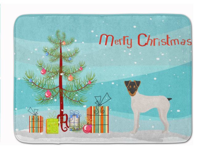 Japanese Terrier Christmas Tree Machine Washable Memory Foam Mat Doormats