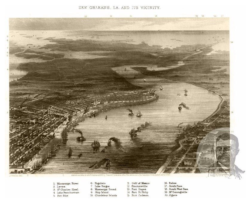 24x36 Vintage Historic Map New Orleans Louisiana 1885