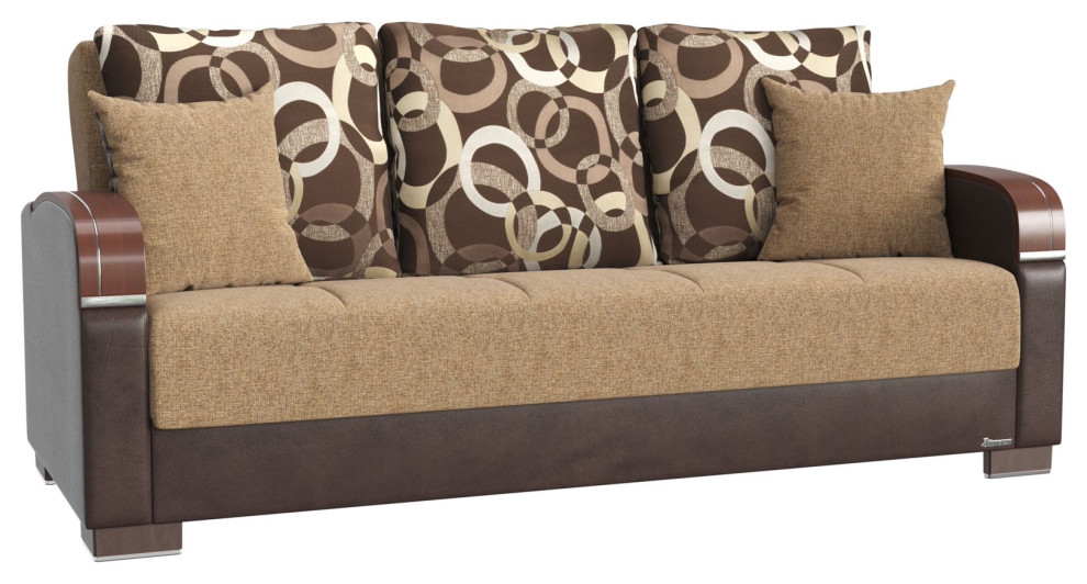 Sleeper Sofa, Rounded Arms and Seat With Click Clack Technology