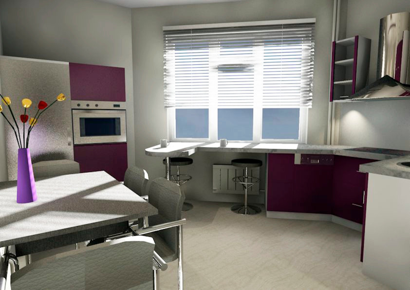 Дизайн-проект кухни 12 кВ.м с нестандартной планировкой